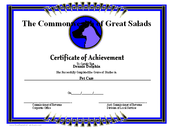 Achievement - Cat and Dog certificate