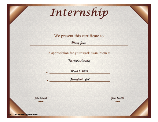 Internship certificate