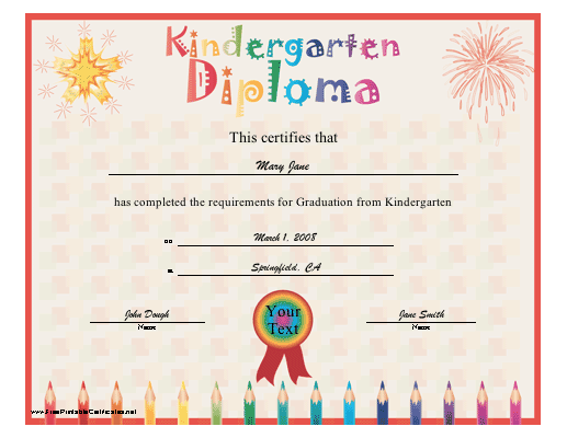 Kindergarten Diploma certificate