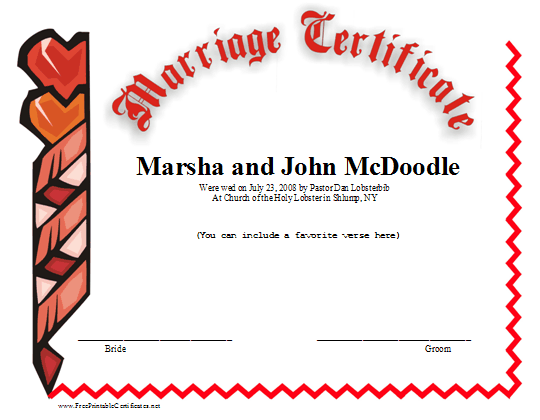 Marriage certificate