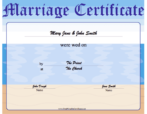 Marriage certificate