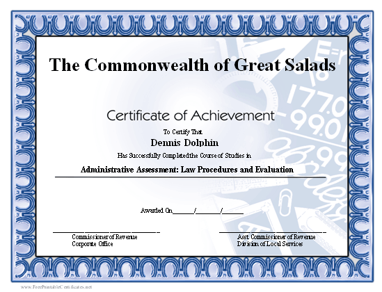 Achievement - Math certificate