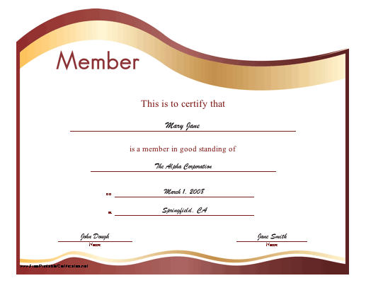 Member certificate