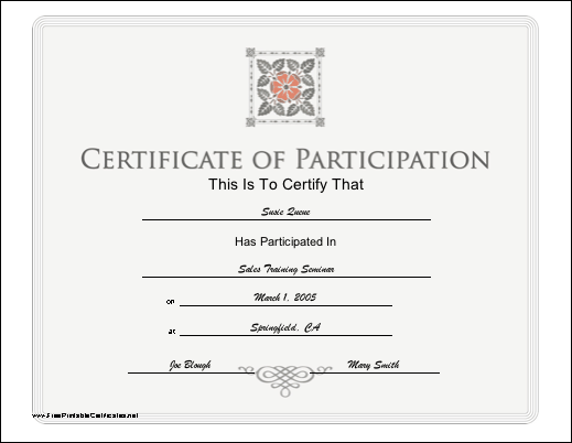 Participation certificate