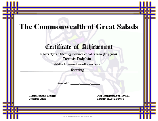 Achievement - Runners certificate