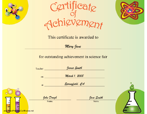 Science Achievement certificate