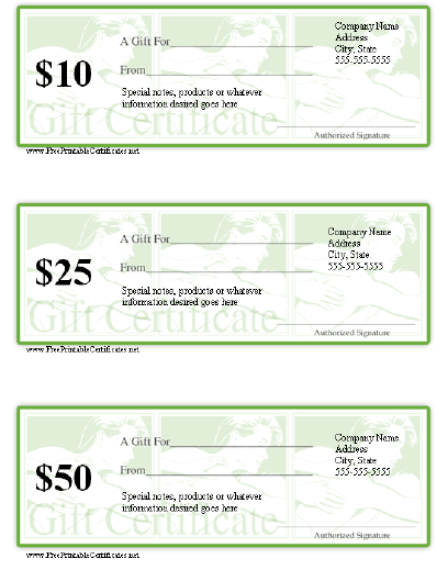 Gift Certificate - Massage/Spa certificate