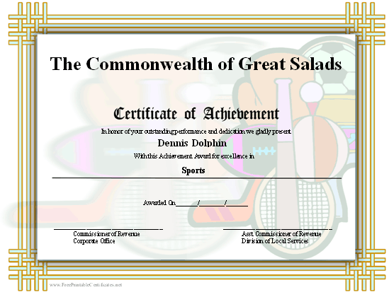 Achievement - Sports certificate