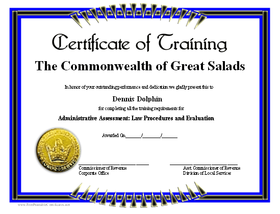 Training certificate