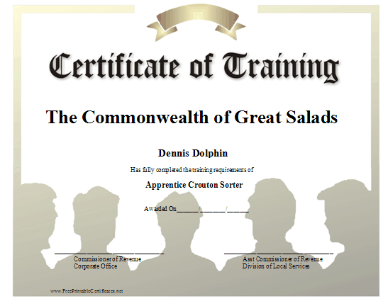 Training certificate