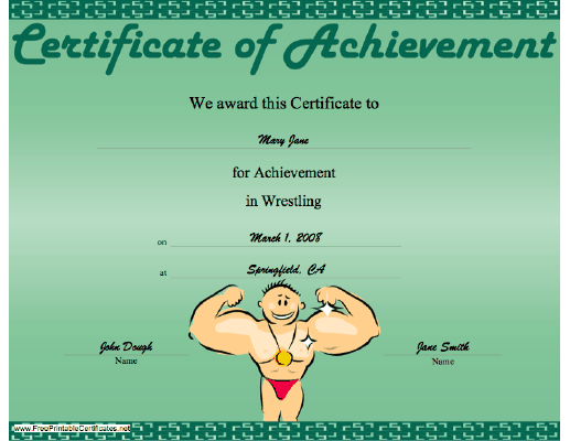 Wrestling Achievement certificate