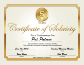 5 Years Sobriety Certificate (Gold)