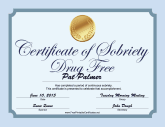 Drug Free Certificate (Blue)