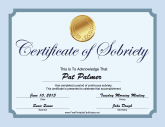 Sobriety Certificate (Blue)