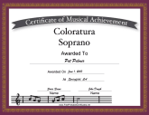 Coloratura Soprano Vocal_Music_Certificate