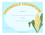 Singles Cornhole Champion certificate