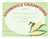 Doubles Cornhole Champions certificate