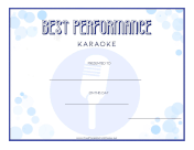 Best Karaoke Performance certificate