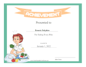 Kids Achievement Award Ate Every Bite