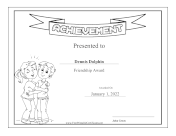 Kids Achievement Award Friendship BW