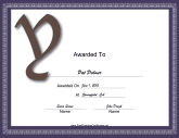 Offset Y Monogram Certificate