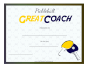 Great Pickleball Coach certificate