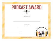 Podcast Award certificate