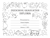 Preschool Graduation Diploma Black and White