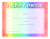 Pride Month Award certificate