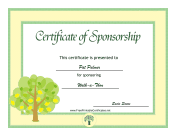 Sponsorship Certificate Plant