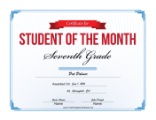 Student of the Month Certificate for Seventh Grade